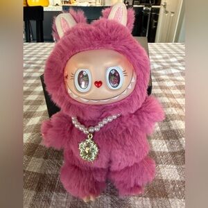 Strawberry LABUBU custom with Pearl Necklace